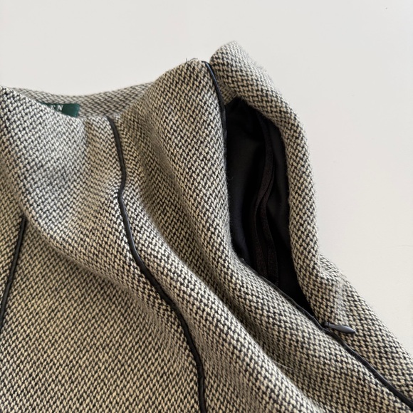 Lauren Ralph Lauren-Flared Skirt-Wool-Herringbone-Black-Cream-Preppy-Classic-6 - Picture 7 of 12